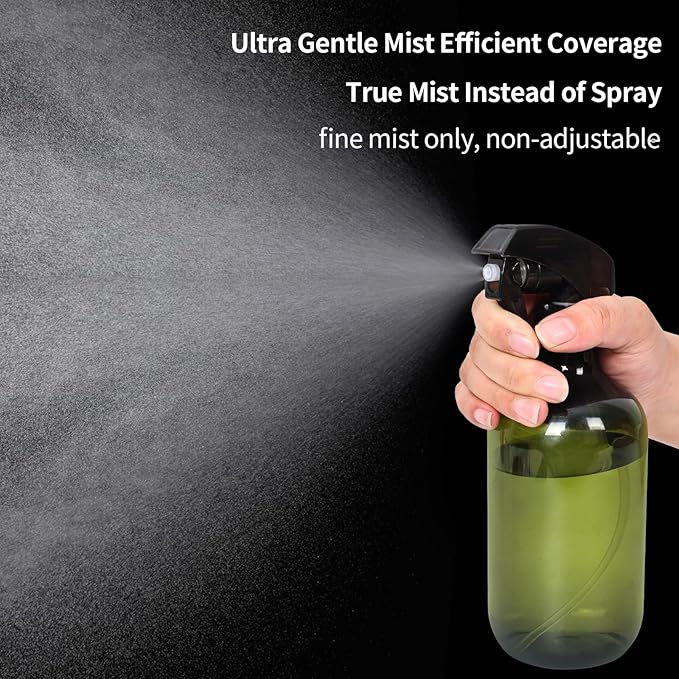 Cleaning Spray Bottles for Plants Misters Inside, 2 Pack 16.9 oz Squirt, Water Spray Bottle Mist Sprayer, No Leak Hair Mister Empty Adjustable Nozzle (Green)