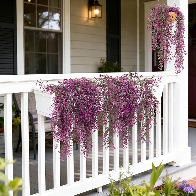 RECUTMS Artificial Hanging Leaves Plants 6Pcs Indoor Fake Flower Swags Faux Vines Ivy Leaves Plastic Greenery Resistant Plastic for Wall Wedding Party Porch Garden Decoration(Fuchsia)