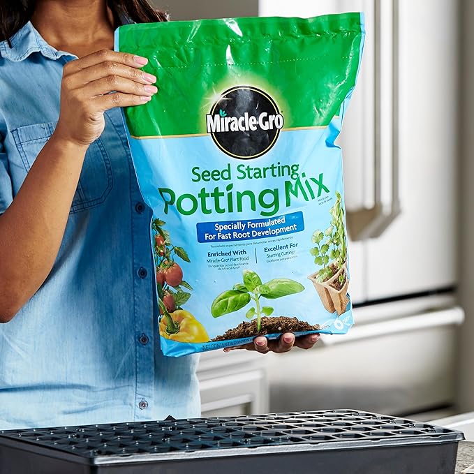 Miracle-Gro Seed Starting Potting Mix, Enriched with Plant Food, For Starting Seeds or Cuttings in Containers, 8 qt., 3-Pack
