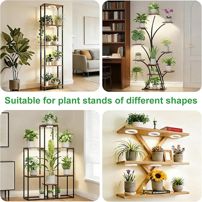 Indoor Plant Grow Lights, 180 LEDs Full Spectrum Grow Lamp, Plant Growing Light for Cabinets and Plant Shelf, with 6/12/16H Auto Timer, 3 Lighting Modes, 10 Brightness Levels, 3 Head 4.72 in