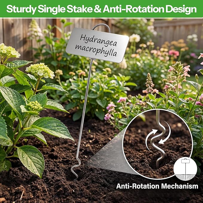 25-Pack Metal Plant Labels Plant Tags Stainless Steel Garden Waterproof Markers for Outdoor vetgetable Seeding Flowers (Single-Foot)