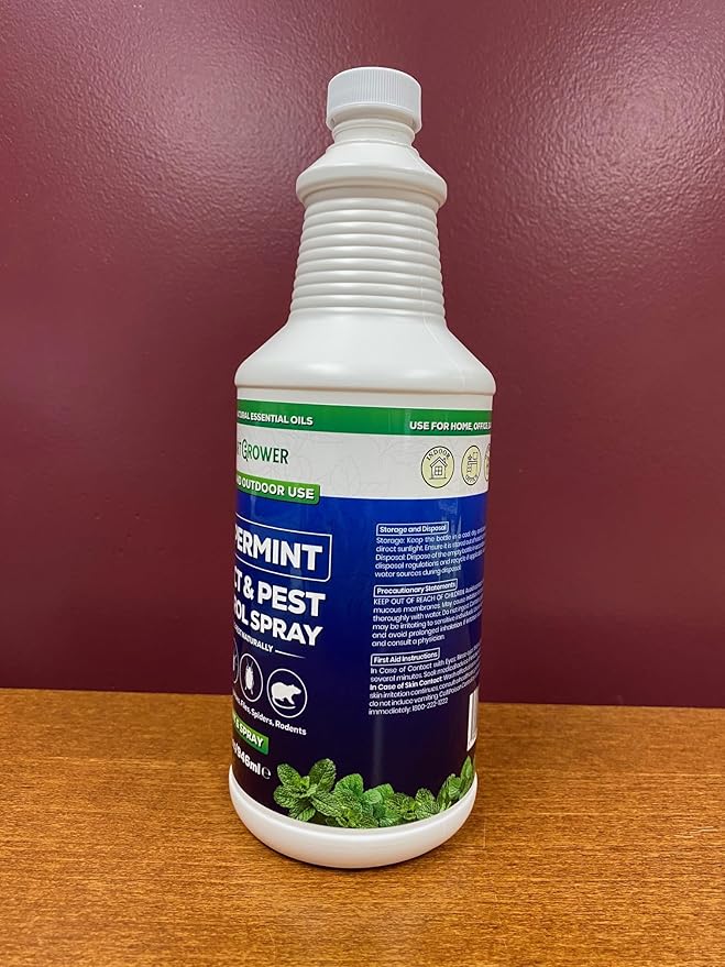 All Natural Peppermint Oil Insect & Pest Control Spray Repels Mice, Spiders, Ants, for Home, Indoor, Outdoor, Garden Maximum Strength Smart Grower Ready to Use 32 FL OZ
