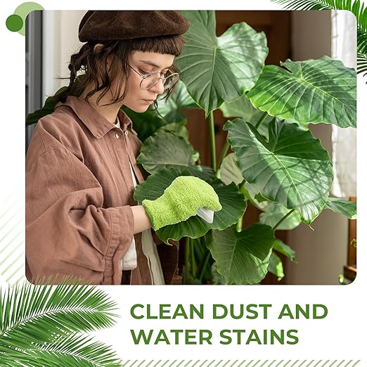 Nuanchu 8 Pack Plants Cleaning Wipes and 1 Pair Microfiber Dusting Gloves Based Wipes for Shiny Leaves and Better Photosynthesis for Indoor Outdoor Plants