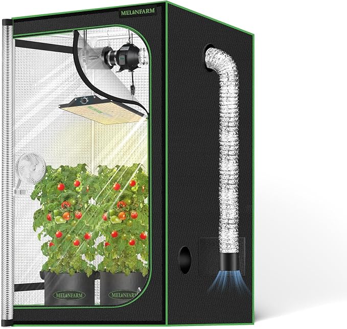 MELONFARM 2x2 Grow Tent, 24"x24"x63" Double Transparent Viewing Door Indoor Grow Tent, Growing Tent with High Reflective Mylar & Floor Tray, Plant Tent for Indoor Hydroponics Growing