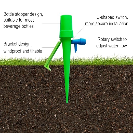 10pcs Automatic Watering Spikes, Adjustable Plant Watering Device, Automatic Flower Waterer for Potted Plants with Adjustable Water Flow, Watering Spikes, drip Irrigation System, dripper