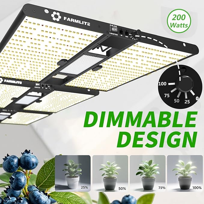 FARMLITE Grow Light for Indoor Plants Grow Light Full Spectrum Led Grow Lights Growing Lamp Daisy Chain Dimmable (200Watts)