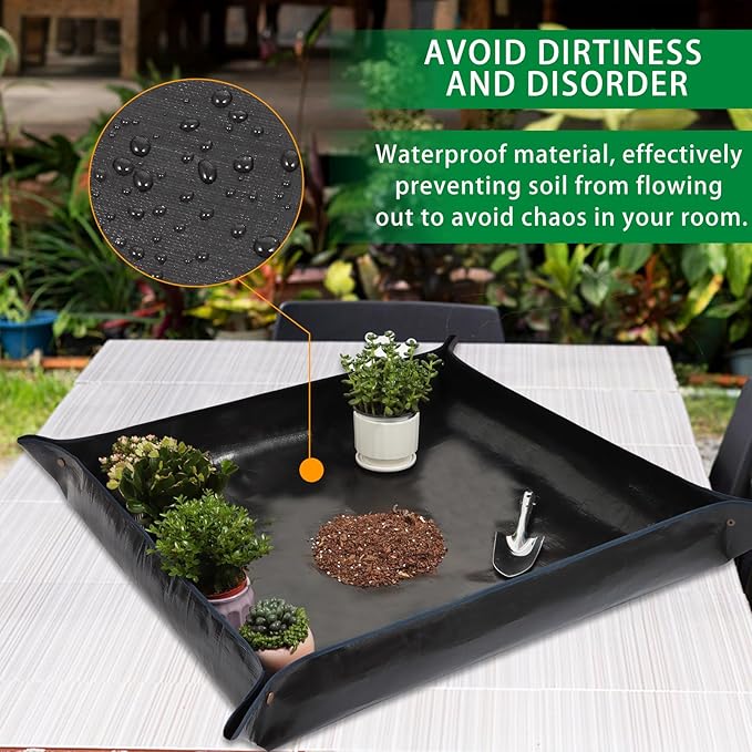26.8" x 26.8" Plant Repotting Mat Waterproof Transplanting Mat Indoor Succulent Potting Mat Portable Gardening Watering mat Square and Foldable Garden mat