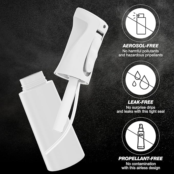 IMPORX Continuous Spray Bottle for Hair 2 Pack (10.1oz/300ml) Home Essentials Spray Bottles for Cleaning Empty Ultra Fine Water Mister Sprayer for Hairstyling Garden Plants Curly Hair Perfume, White