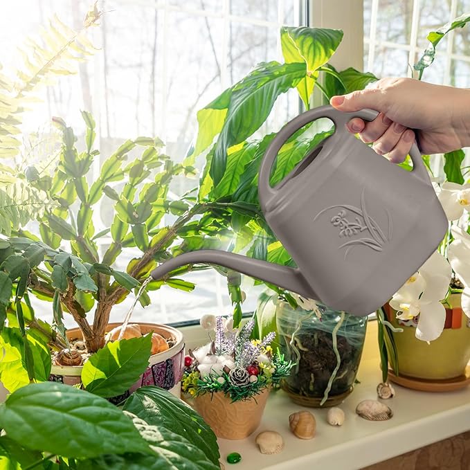 Plastic Watering Can - for Indoor and Outdoor Plant - 1/2 Gallon - Coffee Color