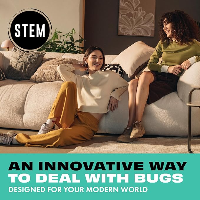 STEM Flying Insect Trap - Indoor Fruit Fly & Gnat Catcher for Home, Kitchen & Any Room, Attracts & Traps Bugs, Soft Blue UV Light - Includes 2 Plug-in Devices & 4 Cartridges
