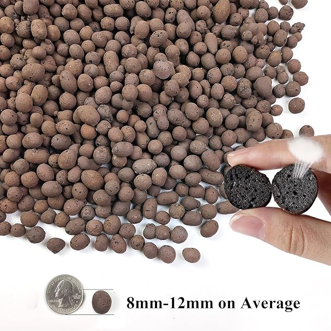 FANTIAN 2 lbs Clay Pebbles for Plants, 8-12 mm Leca Clay Balls for Indoor Plants, Orchid Potting Mixes, Hydroponic Growing, Aquaponics, Potted Top Dressing and Drainage