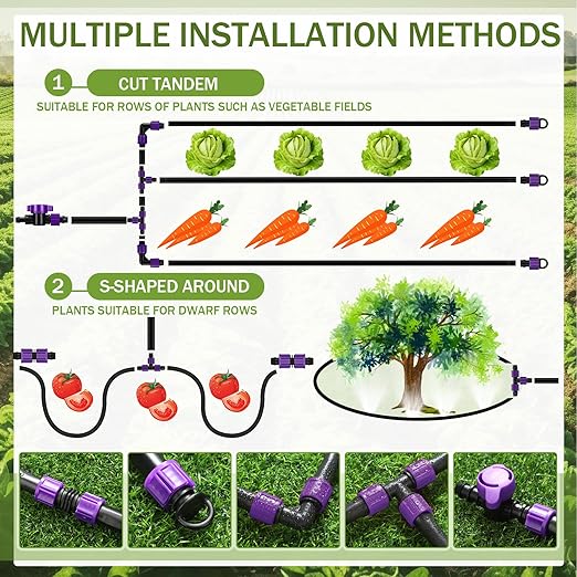 Tondiamo 250' 5/8 Inch Drip Tape Irrigation Tubing Kit 16 Mil 6" Spacing Garden Hose Watering Tube Line Automatic Equipment for Garden Irrigation System Farms, Landscape, Lawn