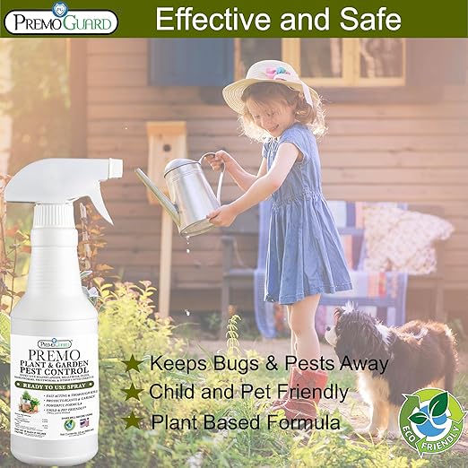 Plant & Garden Pest Control by Premo Guard - 32 oz - Insect & Disease Control for Organic Gardening - Effective Natural Plant Based Formula for Inside & Outside Plants