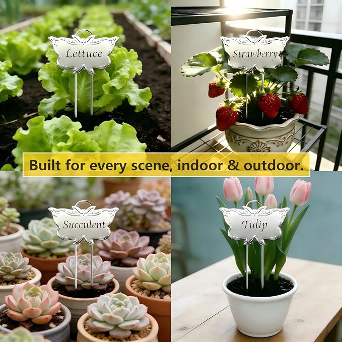 Metal Plant Labels 11in Tall 50 Pack Silver Outdoor Waterproof Garden Label Large Garden Seed Stake Tags for Flowers Fruits and Vegetables