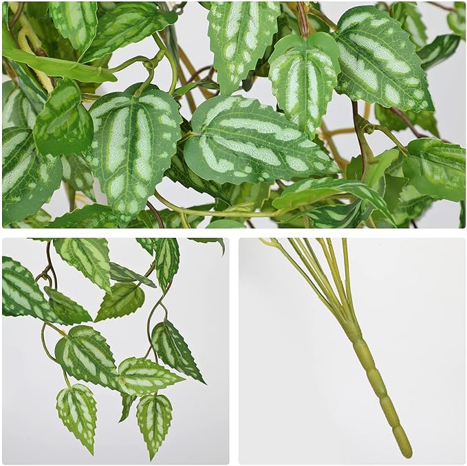 DILATATA Fake Hanging Plants Artificial Hanging Plants 181 Leaves Faux Peperomia Hanging Leaves Plants for Wall Shelf Home Indoor Outdoor Decor - 5 Pack