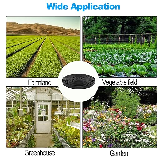 100 ft 5/8" Drip Irrigation Tape Kit Emitter Spacing 6" with 20PCS Drip Tape Connectors and 20PCS Drip Tape Row Ends Automatic Equipment for Garden Irrigation Wall Thickness : 15 mil 0.53GPH