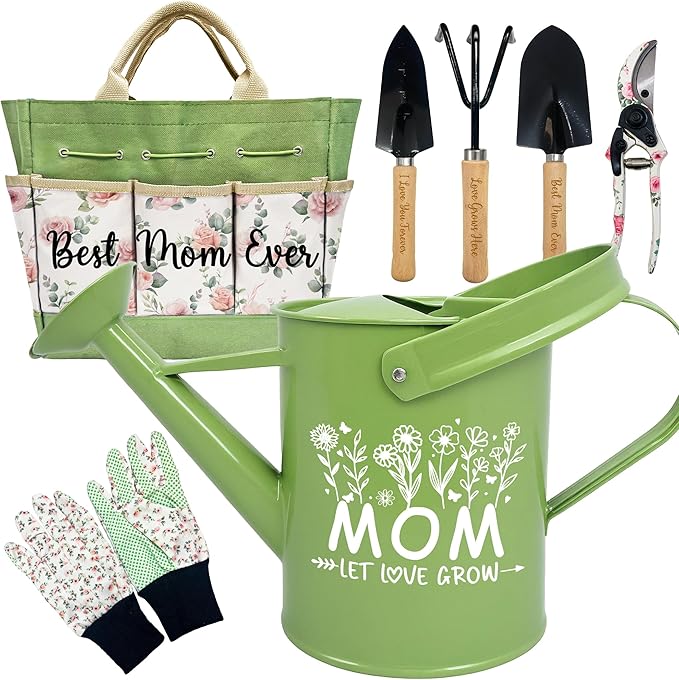 Gifts for Mom Mothers Day, Mom Birthday Gifts from Daughters Floral Gardening Tools and Durable Garden Tools Organizer Tote, Ideal Gardening Gift for Women Plant Lover Present