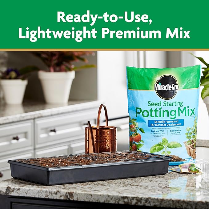 Miracle-Gro Seed Starting Potting Mix, Enriched with Plant Food, For Starting Seeds or Cuttings in Containers, 8 qt., 3-Pack