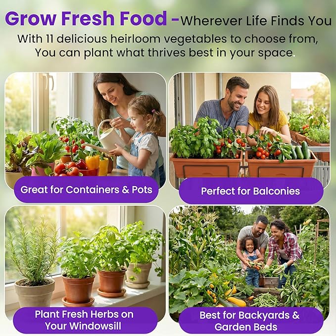 11 Heirloom Seeds for Planting Vegetables and Fruits, 4800 Survival Seed Vault and Doomsday Prepping Supplies, Gardening Seeds Variety Pack, Vegetable Seeds for Planting Home Garden Non GMO