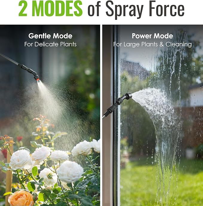 PASAMIC 2 Gallon Battery Powered Sprayer, Rechargeable Electric Sprayer with 2 Speeds & 4 Nozzles, Battery Indicator, Retractable Wand, Adjustable Straps & Storage Bag for Lawn Garden