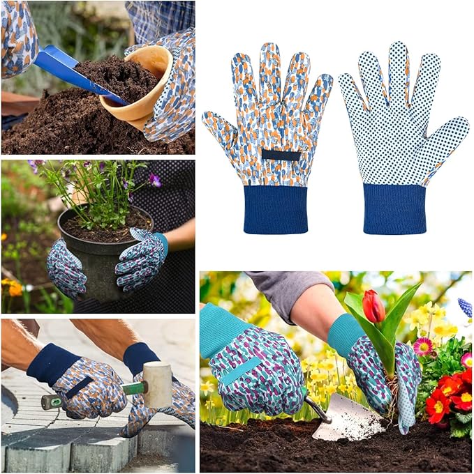 Ainiv Floral Gardening Gloves for Women/Ladies, Non-Slip Garden Work Gloves,Breathable Yard Work Glove Light Working Gloves