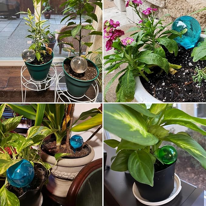 Plant Watering Globes, 12PCS Self Watering Globes, Plastic Self Watering Bulbs, Plant Self Watering Devices, Automatic Watering System for Potted Plants