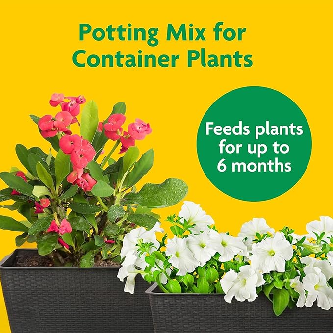 Miracle-Gro 2 Pack Potting Soil Mix for Container Plants, Flowers, Vegetables, Shrubs, Annuals, and Perennials, Feeds for Up to 6 Months, 2 Cu Ft