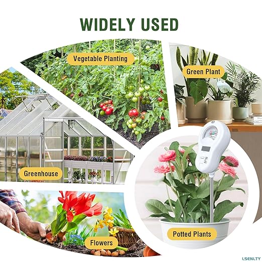 LSENLTY Soil Moisture Meter, 6-in-1 Soil pH Meter, Measures Temperature, Humidity, Light Intensity, nutrients, pH, and Ambient Humidity. Suitable for Horticulture, lawns, and Agriculture
