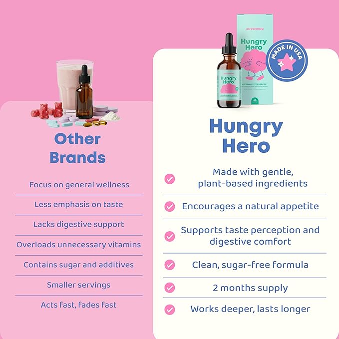 JoySpring Appetite Booster for Kids Ages 3+ | Natural Weight Gain with L-Lysine & B Vitamins | Toddler Appetite Booster | Supports Healthy Growth & Development | 2oz Liquid (Pack of 2)