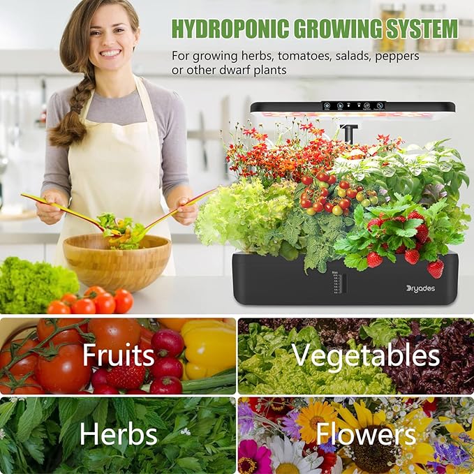 Hydroponics Growing System Indoor Garden - DRYADES Herbs Garden Kit Indoor with LED Grow Light Grow Anything Plants Germination Kit (No Seeds) Harvest Vegetable Lettuce for Home Kitchen (44 Pods)