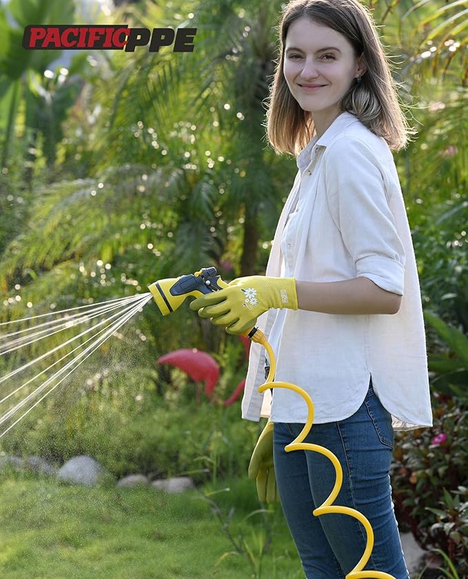 PACIFIC 3 Pairs Gardening Gloves for women, Rubber Coated Garden Gloves, Ladies Yard Work Gloves, Breathable, Purple & Yellow & Red, Small