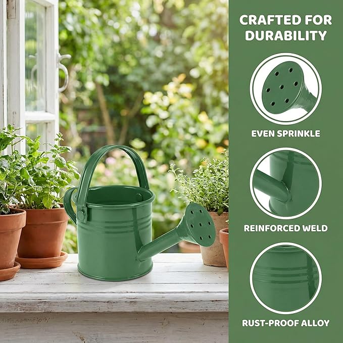 Kids Metal Watering Can for Gardening, 5pack Small Iron Watering Can for Succulents Houseplants Bonsai, Mini Water Pot for Children Sprinkling Bucket (Mixed Style: Pink, Green, Yellow, Beige, Blue)