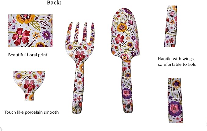 Floral Print Garden Tools Set for Women Trowel and Fork