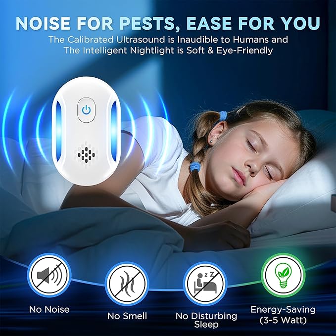 (2026 Upgraded) Ultrasonic Rodent & Pest Indoor Repeller - Stronger Driving Force, Repellent for Mouse, Mice, Rats, Roaches, Ants, Spiders, Bugs, Home Plug-in Device, 2 Mode Switching (6 Pack)