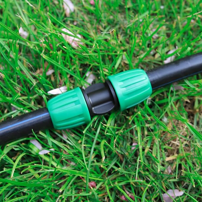 15 Pcs 1/2 Inch Irrigation Tubing Coupling Fittings Connectors, (1/2" ID x0.6-0.63" OD) Drip Line Couplings Anti-Drop Barbed Coupler Connectors for 1/2" Drip Irrigation Tubing System Connection