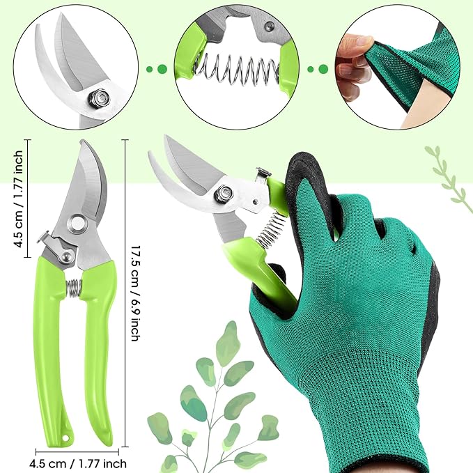 WILLBOND Floral Arrangement Kit, Valentine Rose Thorn Stripper Tool Garden Pruning Shears Scissors Rose Thorn Remover Pruner Trimmer Gloves Tapes Florist Garden Tool Gift Kit for Women(Green)