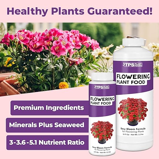 Flowering Plant Food – Liquid Plant Food for More Blooms, Vibrant Color & Stronger Bud Development, 8 oz