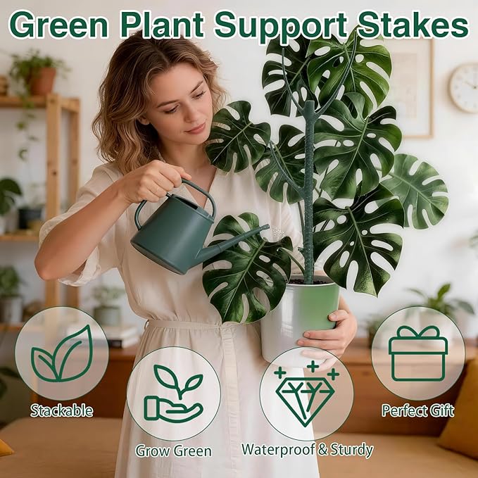 8 Pack Stackable Monstera Plant Support Stakes,8Pcs 11 Inch Climbing Plant Sticks Structures with Garden Ties, Durable Alternative to Moss Pole for Indoor Outdoor Plants