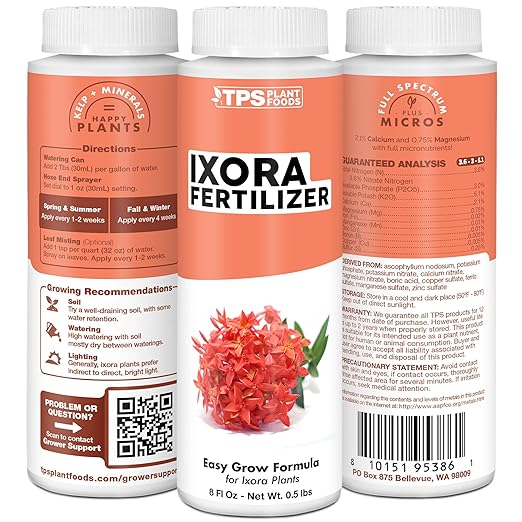 Ixora Fertilizer – Liquid Plant Food for More Blooms, Rich Green Leaves & Stronger Root Development, 8 oz