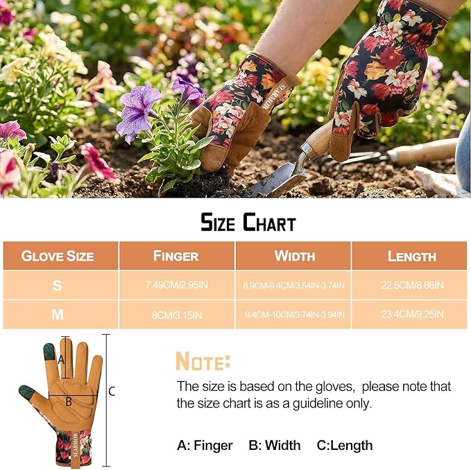 Leather-Gardening-Gloves for Women,Thorn-Proof Work-Gloves for Weeding,Digging,Planting,Pruning Yard garden Gloves