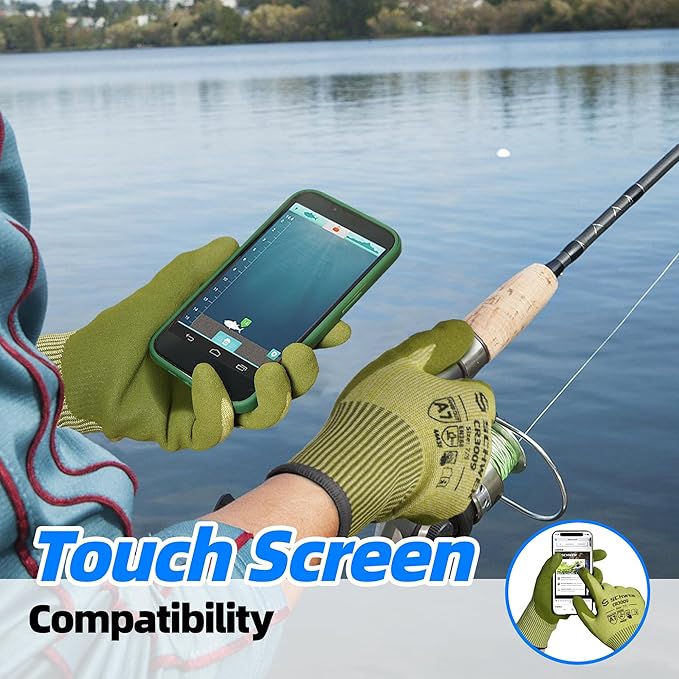 Schwer 120 Pairs ANSI A7 Cut Resistant Fishing Gloves, CR3009 Touchscreen Compatible Work Gloves for Men and Women, Non Slip, Ideal for Fishing, Hunting, Hiking, Cycling, DIY, Outdoor Activities, XL