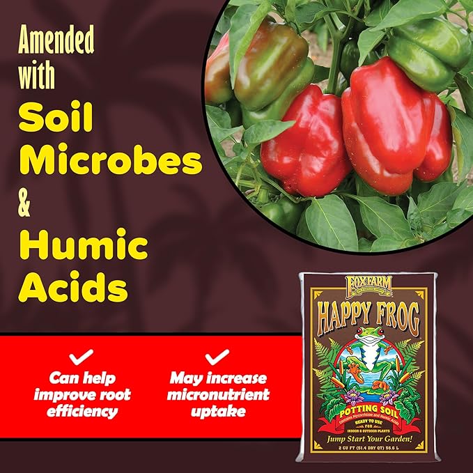 FoxFarm Happy Frog Potting Soil, 2cu ft (Pack of 2) - for Indoor/Outdoor Container Plants - Contains Mycorrhizae and Humic Acids