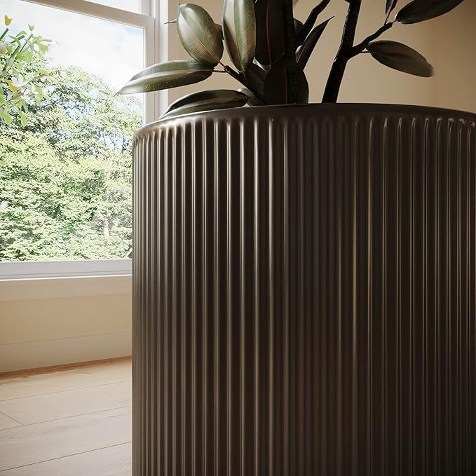 EverNest Everett Black Striped Modern Planter with Peg Leg Stand, 10-Inch Plant Pot, SelectBase, Neutral Mid-Century Modern Home Decor, Planter for Indoor Plants (Medium, 2 Gallon)