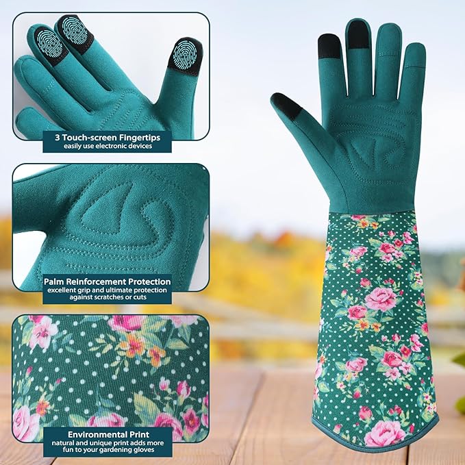 Trifabricy Gardening Gloves for Women, Breathable Leather Garden Gloves with Grip, Thorn-Proof Puncture-Resistant Work Gloves