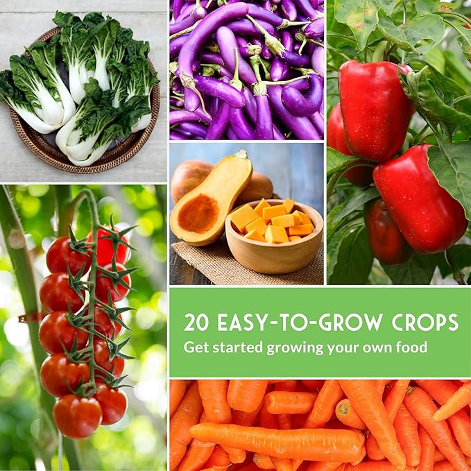 Vegetable Garden Starter Kit – 20 Variety Heirloom Non-GMO Seeds for Planting | Giftable Family Garden Kit for Beginner Victory Gardens – Start Growing Indoors or Outdoors – Survival Garden Seeds