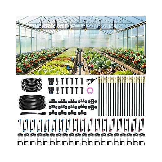 Drip Irrigation Kit for Garden, Automatic Watering System with Quick Connect Fittings, Adjustable Spray Nozzles, Water Saving Irrigation System for Yard, Greenhouse, Lawn & Potted Plants (191FT)