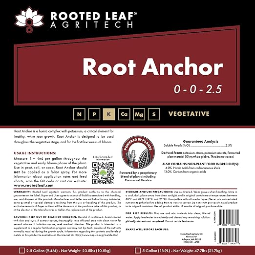Root Anchor - Carbon Based Humic and Kelp Liquid Fertilizer, Nitrogen Free Nutrients with Potassium to Improve Soil and Enhance Plant Growth for Garden Plants Grass Lawns - Quart