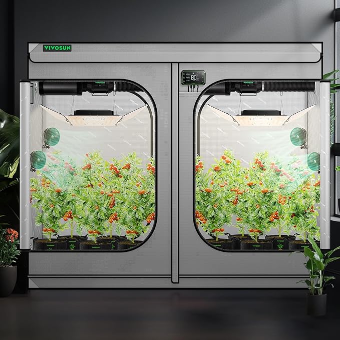 VIVOSUN 4X8 Pro Grow Tent, 96"x48"x80" Grow Tents Mylar Hydroponic Tent Thickened 22mm Poles Heavy Duty Zippers Greenhouse for Hydroponic Plants