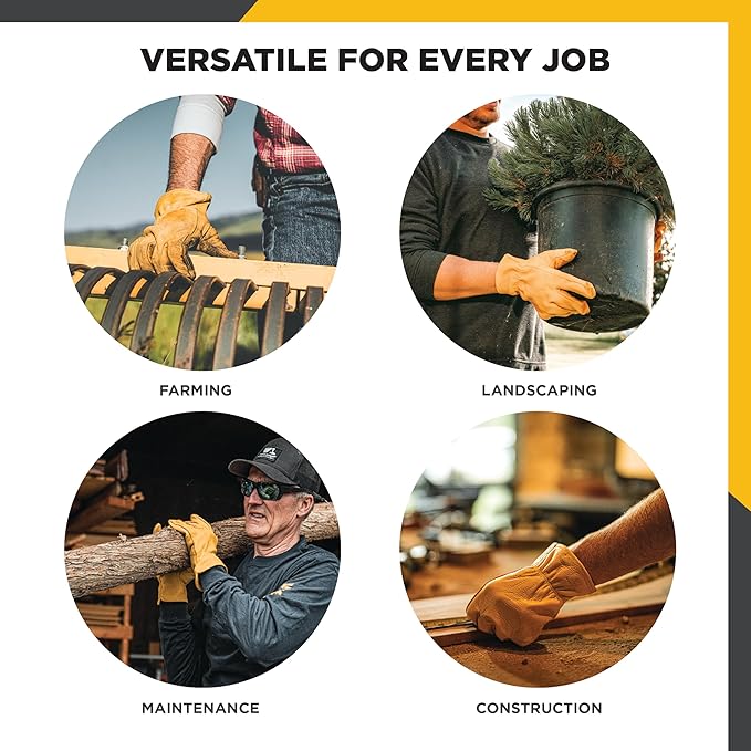 Wells Lamont Leather Work Gloves for Men – Grain Cowhide, Reinforced Palm – Ideal for Construction, Farming, Ranching – Ergonomic Fit, Keystone Thumb, Elasticized Wrist – Saddletan, Small (1129S)