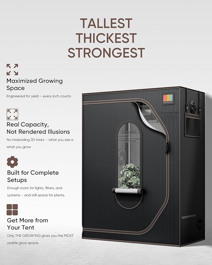 The Growing 4x2 Grow Tent 48"x24"x60", Light Proof Space Saving Indoor Hydroponic Grow Tent with Reflective Mylar Observation Window for Indoor Plant Growing